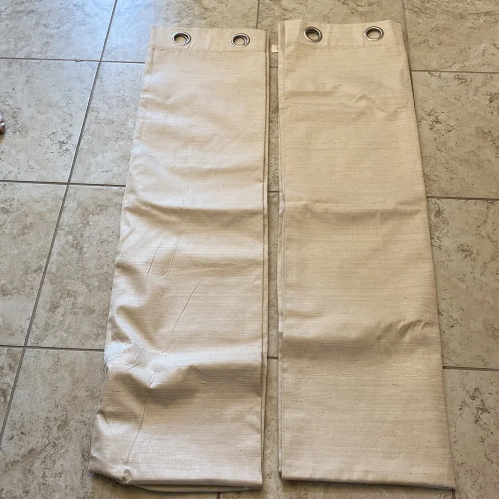 New Open Box Set of 2 Room Darkening Grommet Curtains - Tan 54x107.